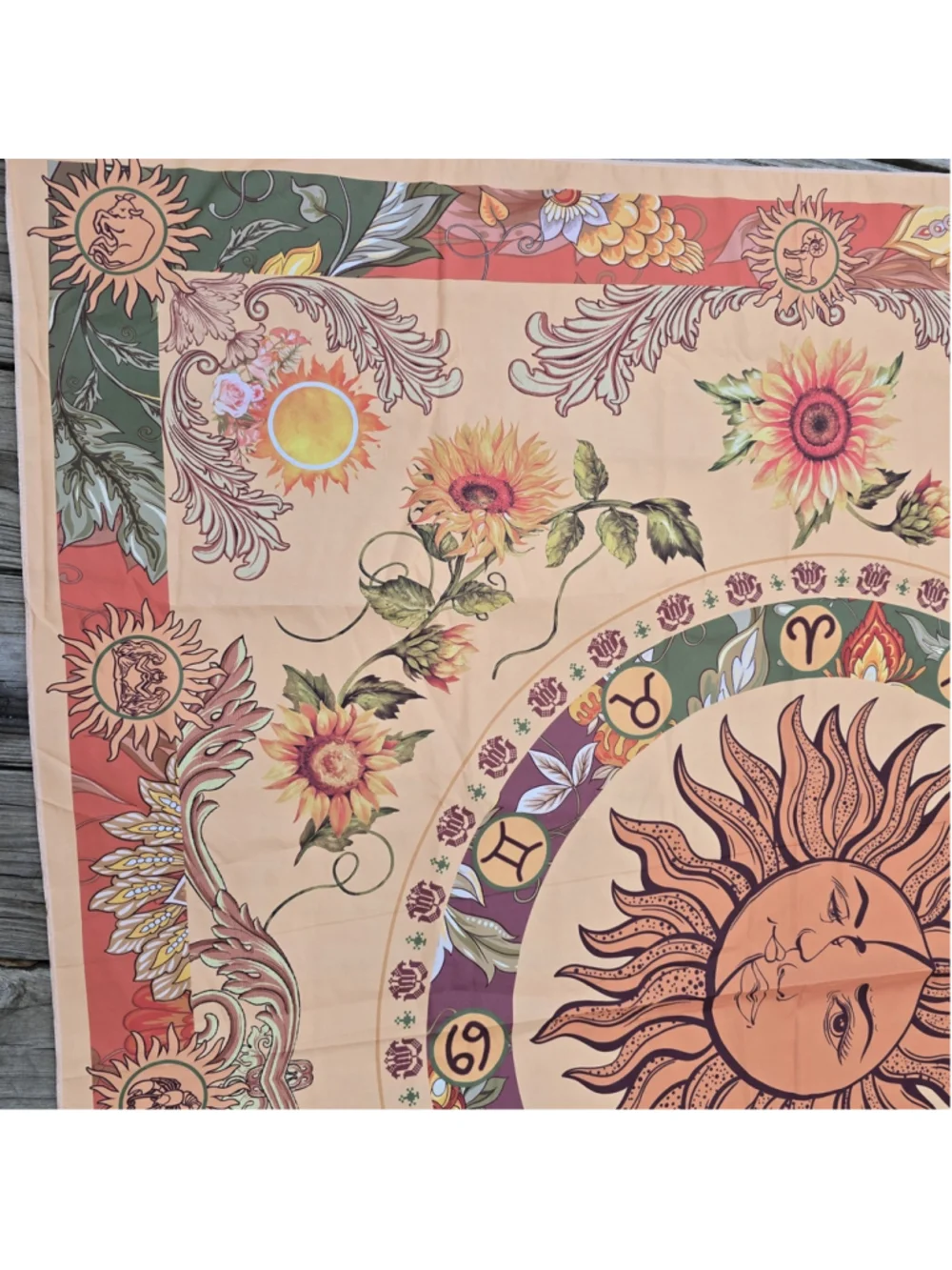 Sun Zodiac Astrology Signs Fabric Panel 58x51 Wall Decor Table Cloth Hone Decor